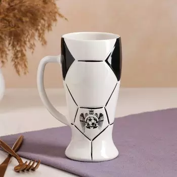 Пивная кружка "Футбол", чёрно-белая, керамика, 0.5 л