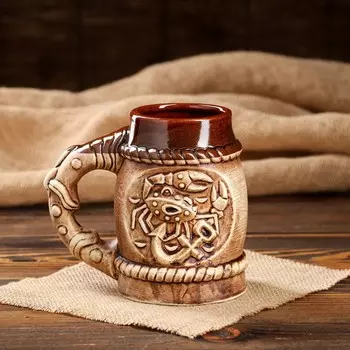 Пивная кружка "Море", под шамот, керамика, 0.7 л, микс