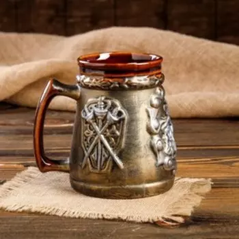 Пивная кружка "Мушкетёр", бронза, керамика, 0.75 л, микс