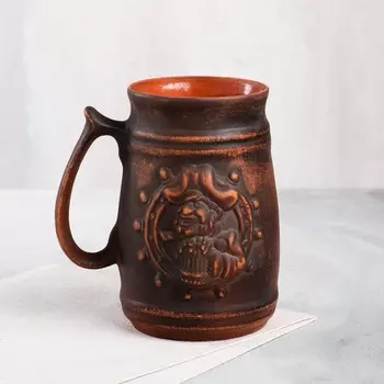 Пивная кружка "Пират", декор, красная глина, 1 л