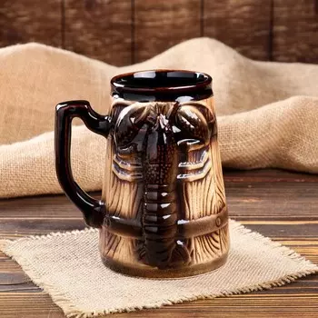 Пивная кружка "Рак", коричневая, керамика, 1 л