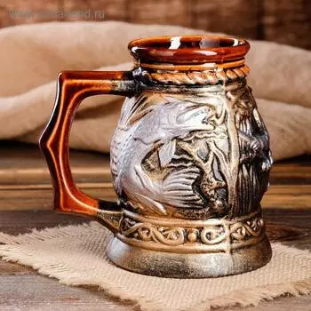 Пивная кружка "Щука", бронза, керамика, 0.7 л, микс