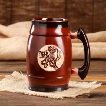 Пивная кружка "Тигр", коричневая, керамика, 0.5 л