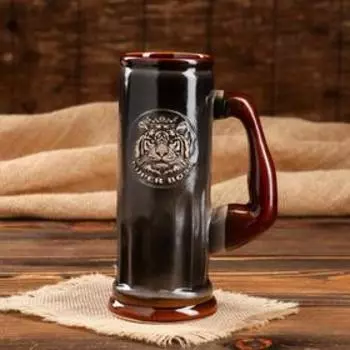 Пивная кружка "Тигр", серая, 0.75 л