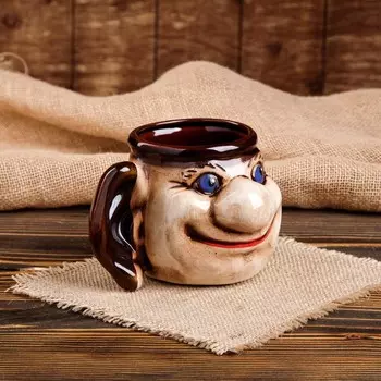 Пивная кружка "Ухо", бежевая, керамика, 0.4 л, микс