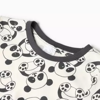 Пижама детская, цвет молочный/серый, рост 110-116 см