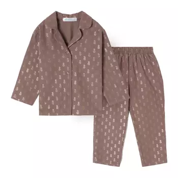Пижама детская из фланели (рубашка, брюки) KAFTAN "Ананасы", рост 98-104, кофейный