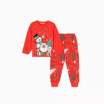 Пижама детская (лонгслив/брюки), цвет красный, рост 122 см