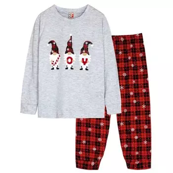 Пижама детская, рост 104 см, цвет серый меланж