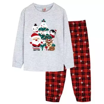 Пижама детская, рост 116 см, цвет серый меланж