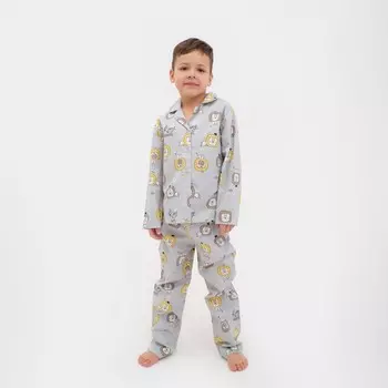 Пижама детская (рубашка, брюки) KAFTAN "Лев" р. 98-104, серый
