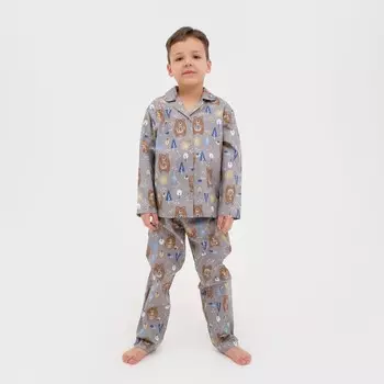 Пижама детская (рубашка, брюки) KAFTAN "Мишки", р. 110-116, бежевый