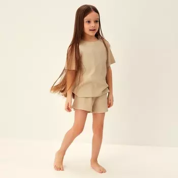 Пижама детская SL HOME, размер 32 (110-116 см), бежевая