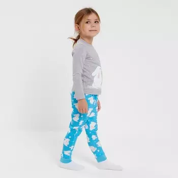 Пижама детская Зайчик, цвет серый/голубой, рост 98-104 см