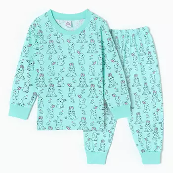 Пижама для девочек, цвет мятный, рост 98