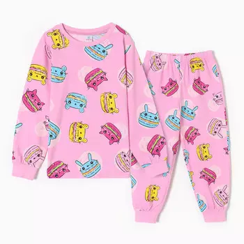 Пижама для девочек, цвет розовый, рост 110 см