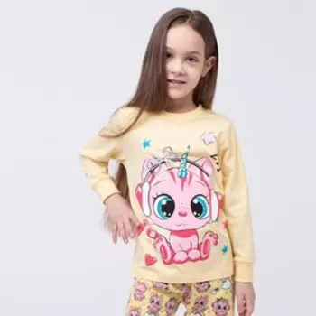 Пижама для девочки, цвет бежевый, рост 98