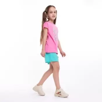 Пижама для девочки, цвет мятный/розовый, рост 104