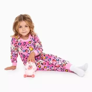 Пижама для девочки, цвет розовый/сердечки, рост 92 см