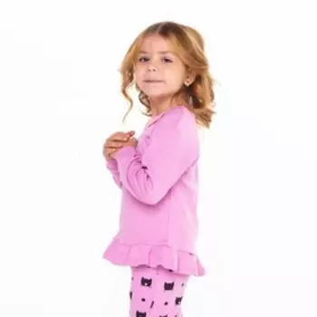 Пижама для девочки, цвет сиреневый/кошка, рост 98 см