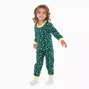 Пижама для девочки, цвет зелёный/радуга и солнце, рост 122 см