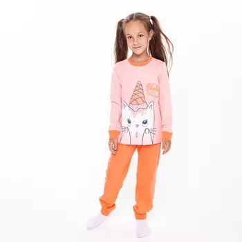 Пижама для девочки К2223-6010, цвет бежевый, рост 128 см (64)