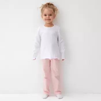 Пижама для девочки (кофта и брюки) MINAKU, белый/розовый, рост 122 см