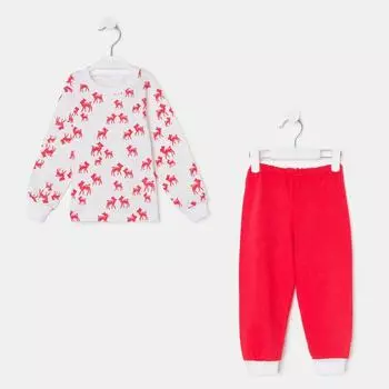 Пижама для девочки НАЧЁС, цвет белый/красный, рост 140 см