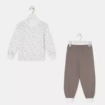 Пижама для девочки НАЧЁС, цвет белый/серый, рост 80 см