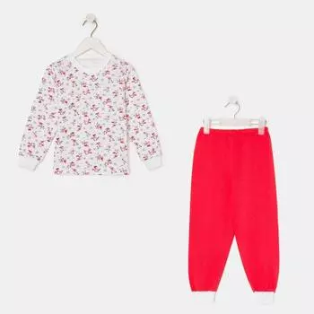 Пижама для девочки НАЧЁС, цвет белый/тёмно-красный, рост 110 см