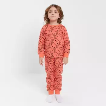 Пижама для девочки НАЧЁС, цвет коралловый/кот, рост 110 см