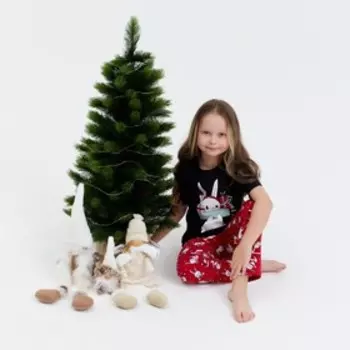 Пижама для девочки новогодняя KAFTAN "Bunny Family", размер 32 (110-116)