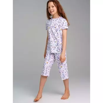 Пижама для девочки PlayToday: футболка и бриджи, рост 134 см