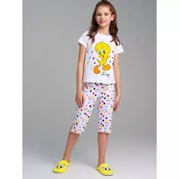 Пижама для девочки PlayToday: футболка и брюки, рост 128 см