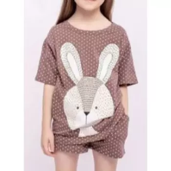 Пижама для девочки, рост 104 см, цвет бежевый