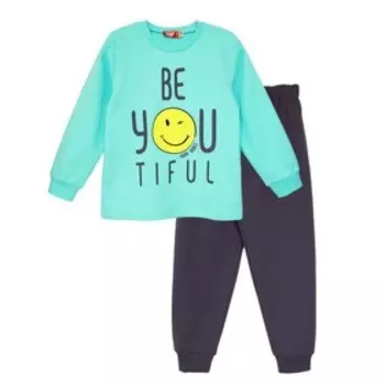 Пижама для девочки, рост 122 см, цвет мятный/тёмно - серый