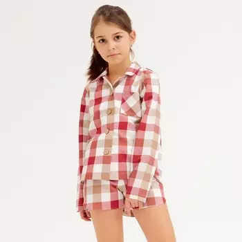 Пижама для девочки (рубашка, шорты) MINAKU: Home collection KIDS, красная, рост 128 см
