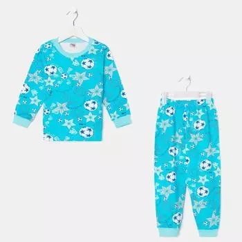 Пижама для мальчика, цвет голубой/футбол, рост 134 см