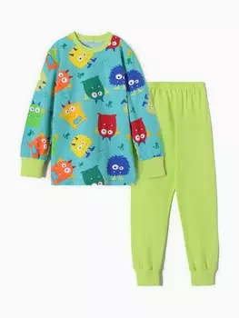 Пижама для мальчика «Монстры», голубая, рост 122 см