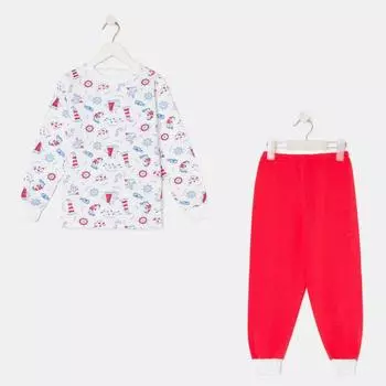 Пижама для мальчика НАЧЁС, цвет белый/красный, рост 146 см
