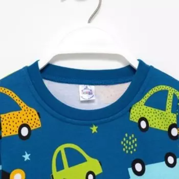 Пижама для мальчика НАЧЁС, цвет джинсовый/машинки, рост 92 см