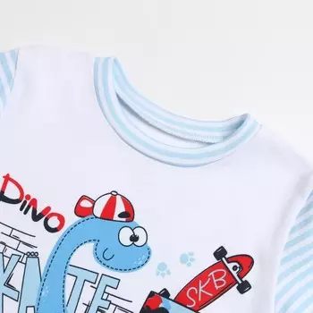 Пижама для мальчика (свитшот, брюки), цвет голубой/динозавр, рост 116 см