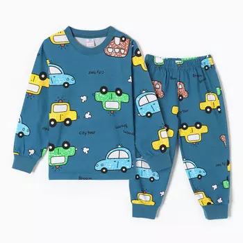 Пижама для мальчиков, цвет джинс/машинки, рост 98 см