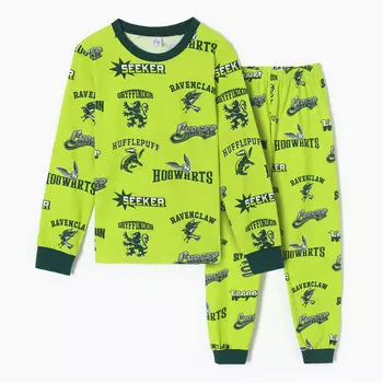 Пижама для мальчиков, цвет салатовый, рост 128