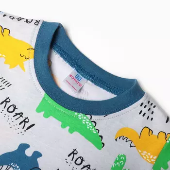 Пижама для мальчиков, цвет серый/дино, рост 92 см