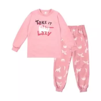 Пижама: джемпер, брюки для девочек «Акуна матата», рост 98-104 см, цвет розовый