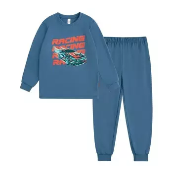 Пижама: лонгслив и брюки для мальчиков Basic, рост 86-92 см, цвет синий