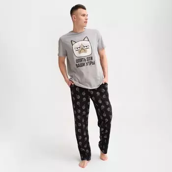 Пижама мужская KAFTAN "Утры" размер 54, серый/черный