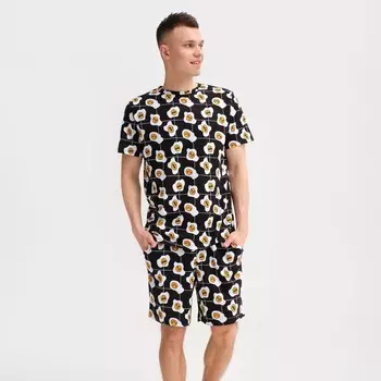 Пижама мужская KAFTAN «Яйца», размер 54, чёрная