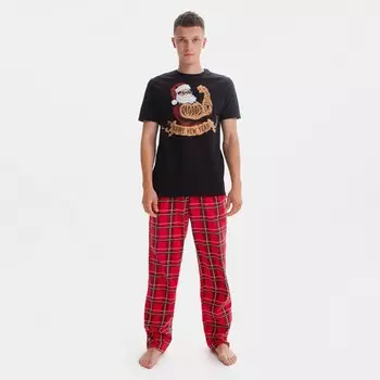 Пижама новогодняя мужская KAFTAN "New year", цвет красный/чёрный, размер 54